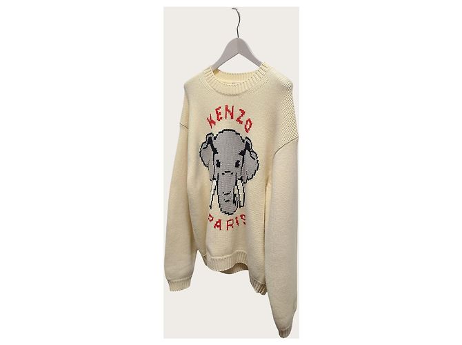 Kenzo Pull en maille Elephant Pixel Blanc - vue 2