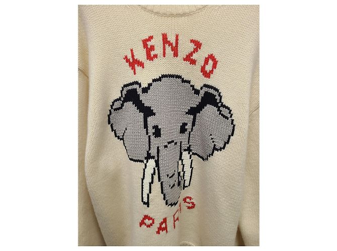 Kenzo Pull en maille Elephant Pixel Blanc - vue 3