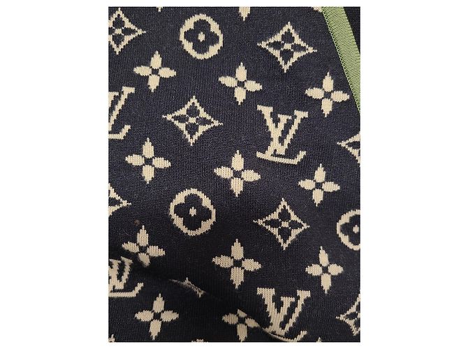 Louis Vuitton Giacca lunga con zip e bordo monogramma grafico Blu - vista 3