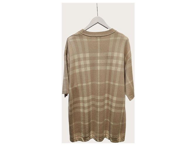 Burberry Kurzärmeliges Strickoberteil mit beigem Karomuster Braun - Ansicht 4