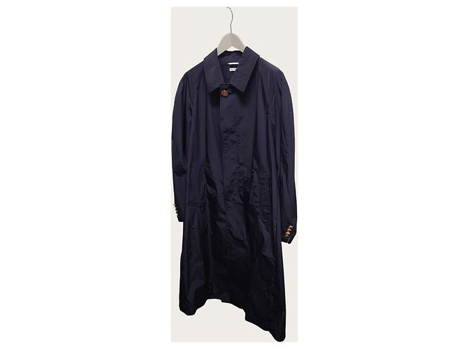 Thom Browne Giacca a vento lunga classica blu navy e oro - vista 2