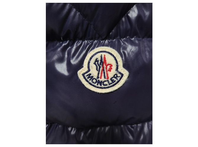 Moncler Pull Cluny acolchoado de pele de guaxinim brilhante azul marinho - vista 3