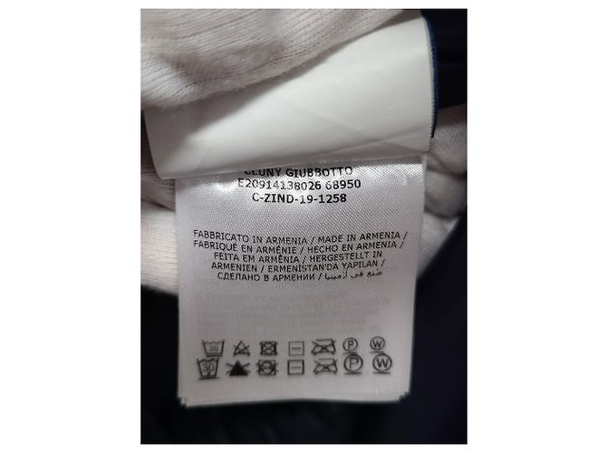 Moncler Pull Cluny acolchoado de pele de guaxinim brilhante azul marinho - vista 5