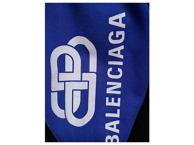 Balenciaga Giacca in maglia con zip e logo nero e blu - vista 3