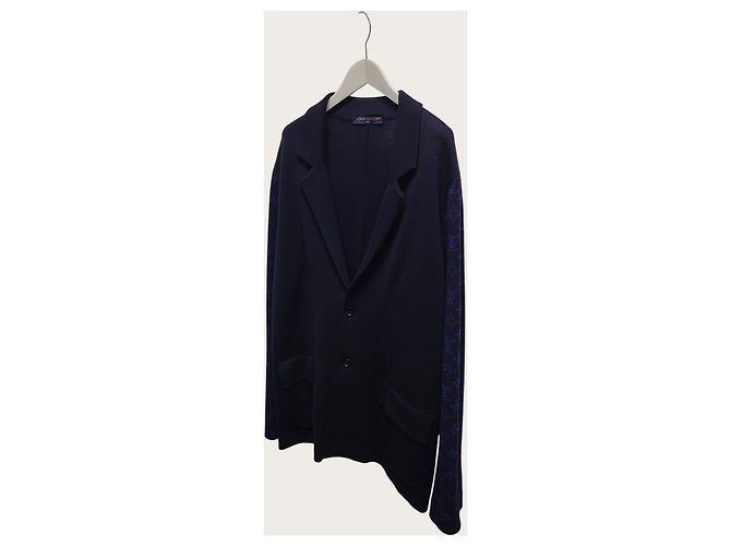 Louis Vuitton Monogram Knit Wool Blazer Jacket Blue - view 2