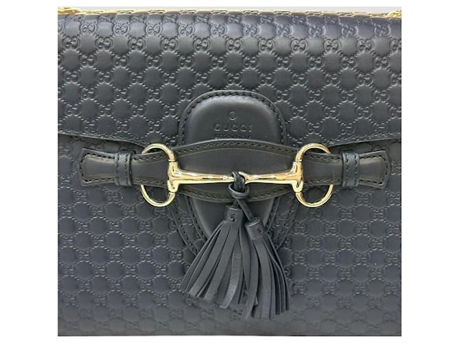 Gucci Borsa a tracolla Emily Micro GG Shima Navy Nero - vista 3