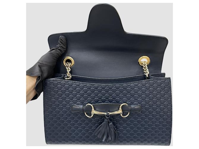 Gucci Borsa a tracolla Emily Micro GG Shima Navy Nero - vista 4