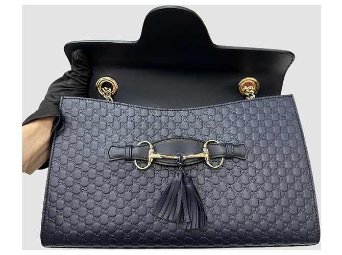 Gucci Borsa a tracolla Emily Micro GG Shima Navy Nero - vista 5