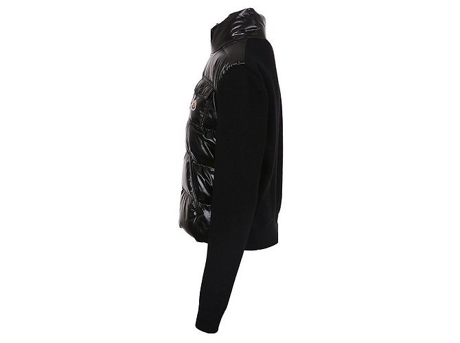 Moncler Cardigan acolchoado com fecho de correr em mistura de lã para mulher Preto - vista 4