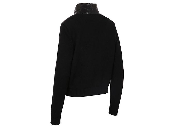 Moncler Cardigan acolchoado com fecho de correr em mistura de lã para mulher Preto - vista 5