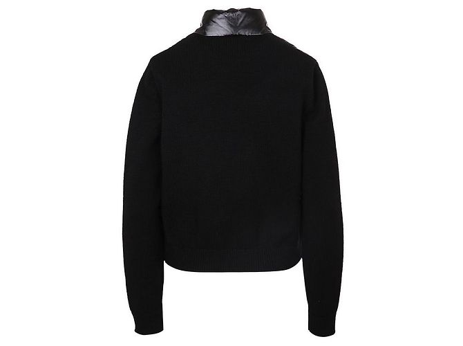 Moncler Cardigan acolchoado com fecho de correr em mistura de lã para mulher Preto - vista 6