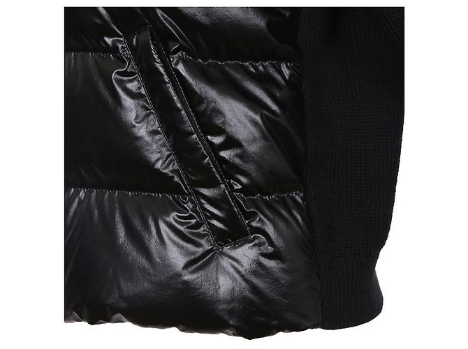 Moncler Cardigan acolchoado com fecho de correr em mistura de lã para mulher Preto - vista 8