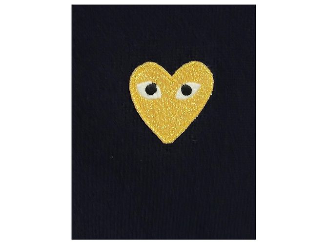 Comme Des Garcons Marineblauer Cardigan für Herren mit Gold-Patch - Ansicht 3