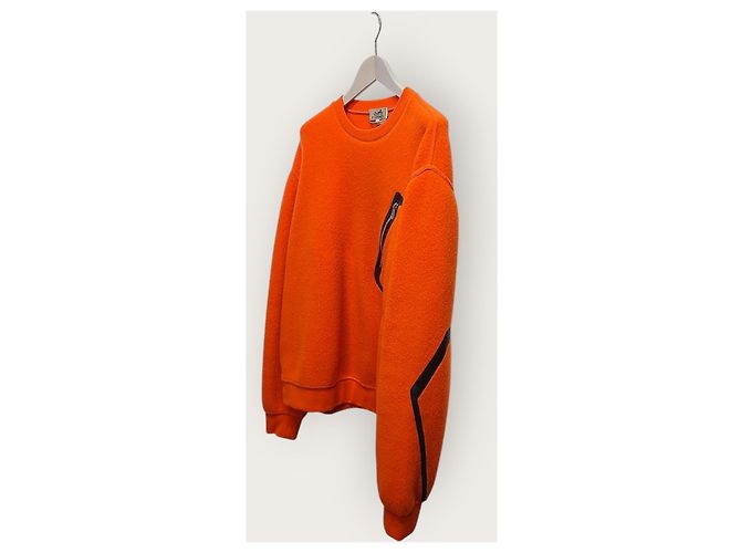 Hermès Suéter de malha de cashmere com detalhe de remendo em couro laranja - vista 2
