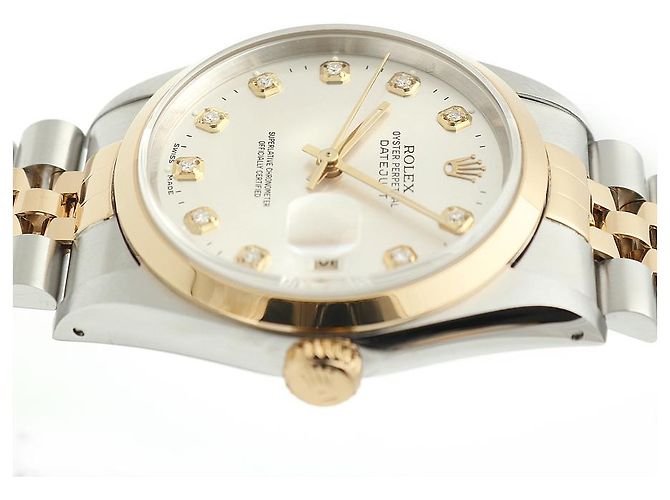 Rolex Datejust Silver Dial Men's Combination Watch Aftersetting Diamond Silvery - view 12