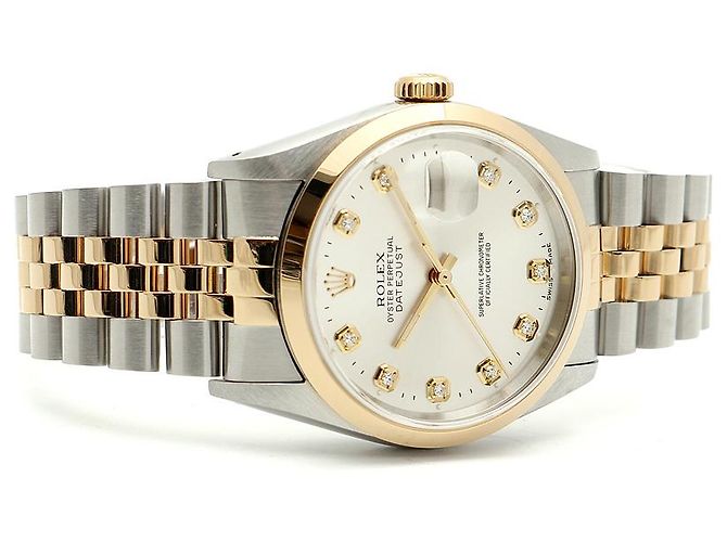 Rolex Datejust Silver Dial Men's Combination Watch Aftersetting Diamond Silvery - view 16