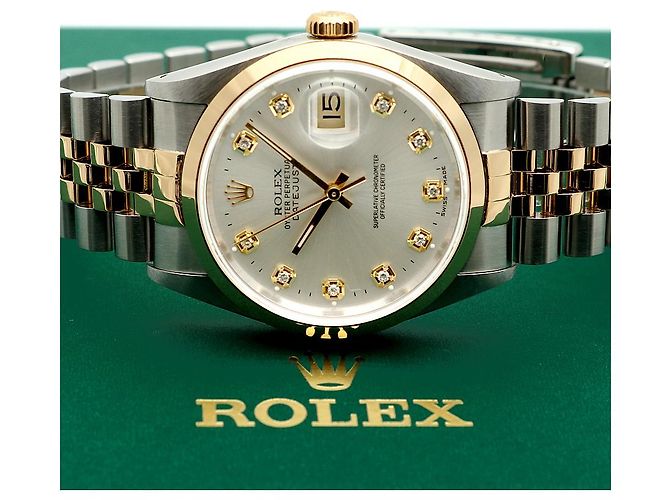 Rolex Datejust Silver Dial Men's Combination Watch Aftersetting Diamond Silvery - view 22