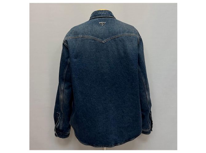 Prada Gesteppte Denim-Hemdenjacke Schwarz - Ansicht 2