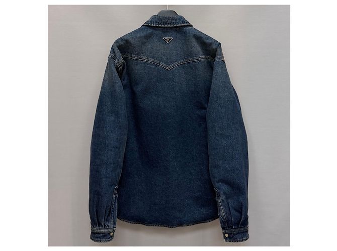 Prada Gesteppte Denim-Hemdenjacke Schwarz - Ansicht 4