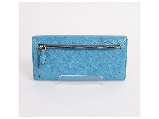 Prada Portafoglio lungo Saffiano azzurro per donna Blu - vista 3