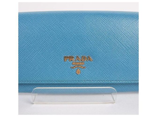 Prada Portafoglio lungo Saffiano azzurro per donna Blu - vista 5