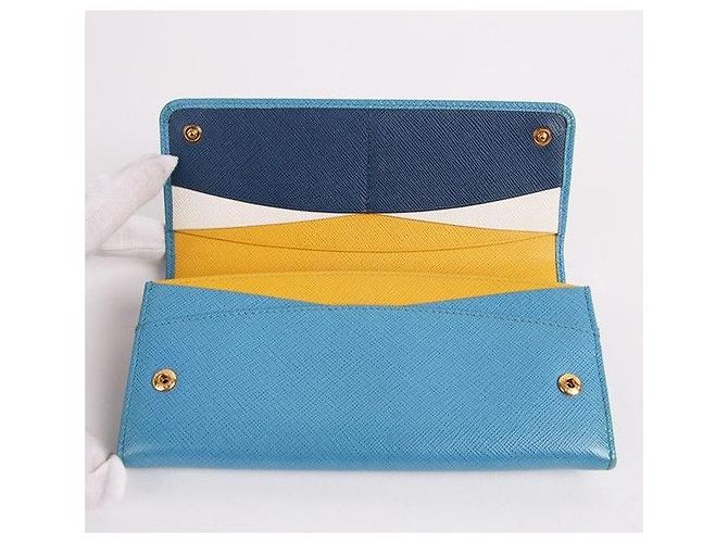 Prada Portafoglio lungo Saffiano azzurro per donna Blu - vista 7