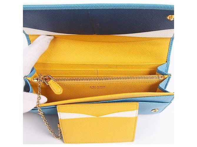 Prada Portafoglio lungo Saffiano azzurro per donna Blu - vista 8