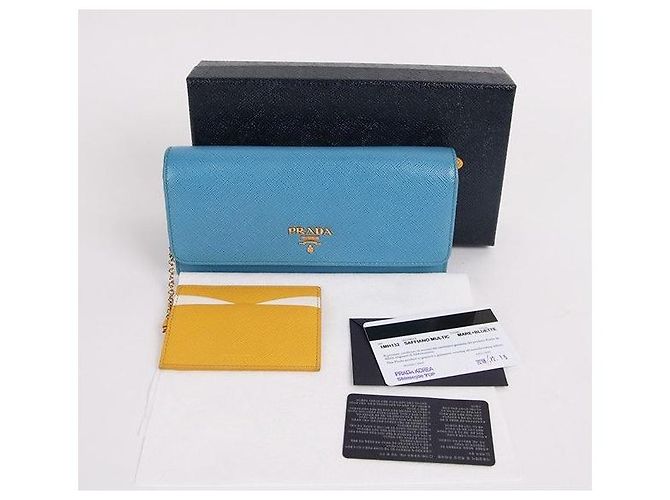 Prada Portafoglio lungo Saffiano azzurro per donna Blu - vista 9
