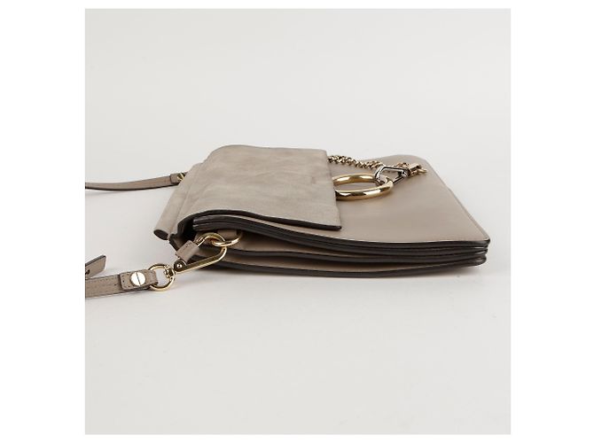 Chloé Bolsa de ombro e transversal em camurça e couro cinza médio Marrom - vista 3