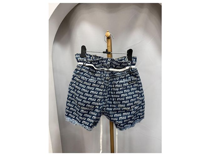 Balenciaga Miu Miu Denim Short mit Logo-Print Mehrfarben - Ansicht 2