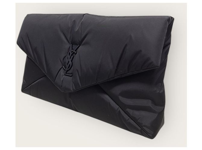 Saint Laurent Pochette a bustina Cassandra in nylon nero Large - vista 2