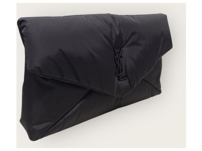 Saint Laurent Pochette a bustina Cassandra in nylon nero Large - vista 3