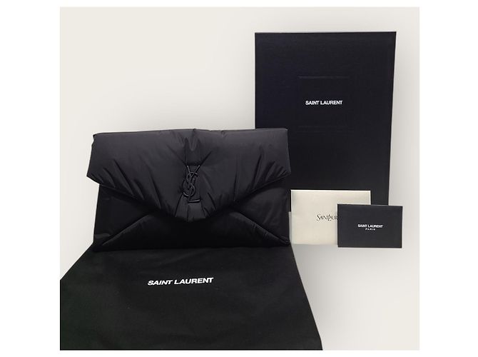 Saint Laurent Pochette a bustina Cassandra in nylon nero Large - vista 7