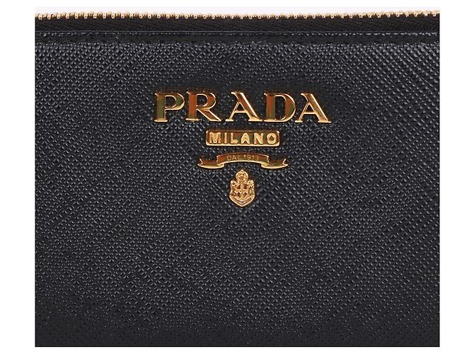 Prada Tarjetero Saffiano negro con cremallera - vista 2