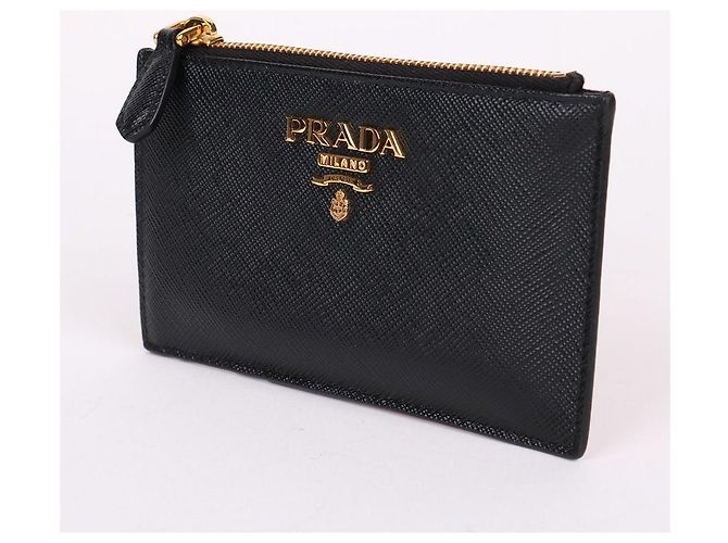 Prada Tarjetero Saffiano negro con cremallera - vista 3