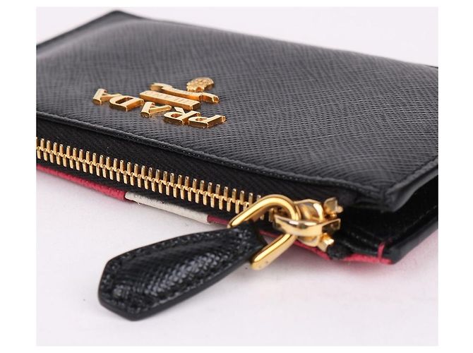 Prada Tarjetero Saffiano negro con cremallera - vista 5