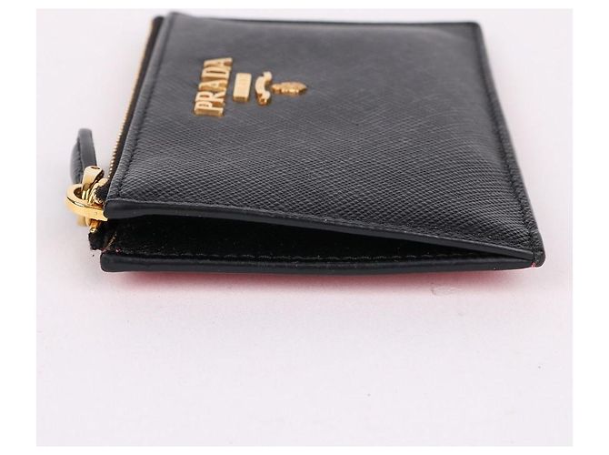 Prada Tarjetero Saffiano negro con cremallera - vista 6