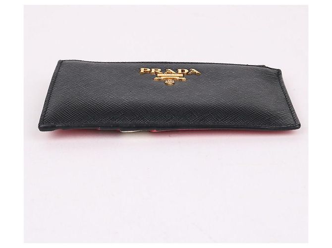 Prada Tarjetero Saffiano negro con cremallera - vista 7