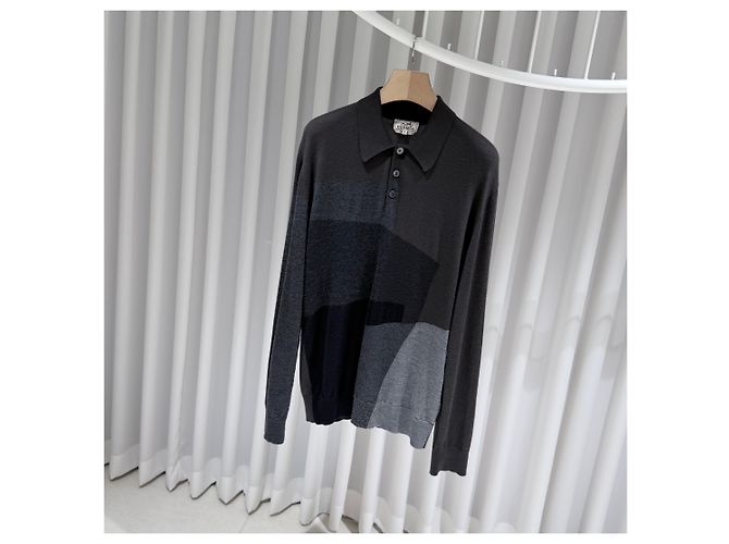 Hermès Maglione polo in seta e cashmere (A+/XL) Marrone - vista 2