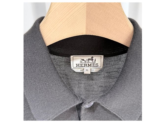 Hermès Maglione polo in seta e cashmere (A+/XL) Marrone - vista 4