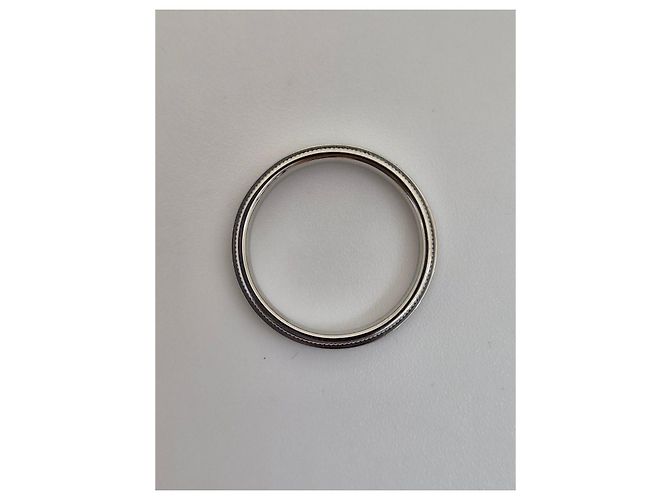Tiffany & Co Anello Milgrain con Diamanti da Donna PT DI TTGR FL MG Bianco - vista 17