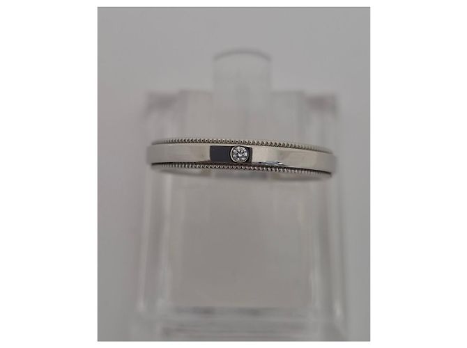 Tiffany & Co Anello Milgrain con Diamanti da Donna PT DI TTGR FL MG Bianco - vista 4