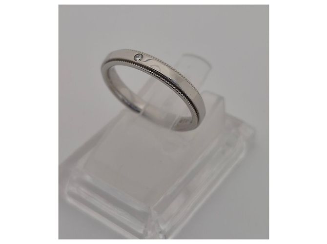 Tiffany & Co Anello Milgrain con Diamanti da Donna PT DI TTGR FL MG Bianco - vista 6