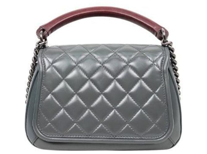 Chanel Graue Flap-Bag mit Kette Braun - Ansicht 3