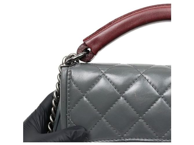Chanel Graue Flap-Bag mit Kette Braun - Ansicht 7