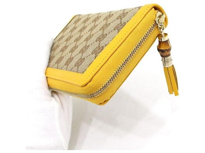 Bamboo Gucci Portafoglio lungo da donna in tela GG Logo e bambù con zip - vista 8