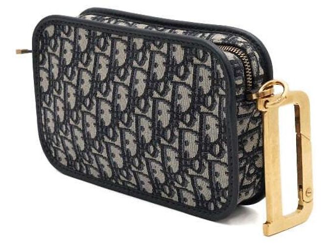 Dior Oblique Jacquard Quake Gold D-Ring Pouch Bag - vista 2