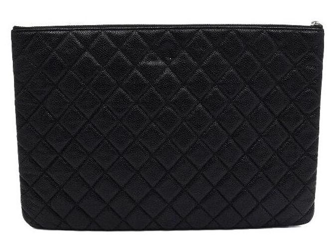 Chanel Clutch Grande Classica Nera Caviar Ferramenta Argentata Nero - vista 4