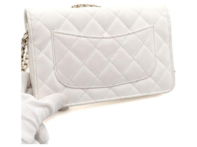 Wallet On Chain Chanel Borsa a tracolla e borsa a spalla con catena CC dorata Bianco - vista 11