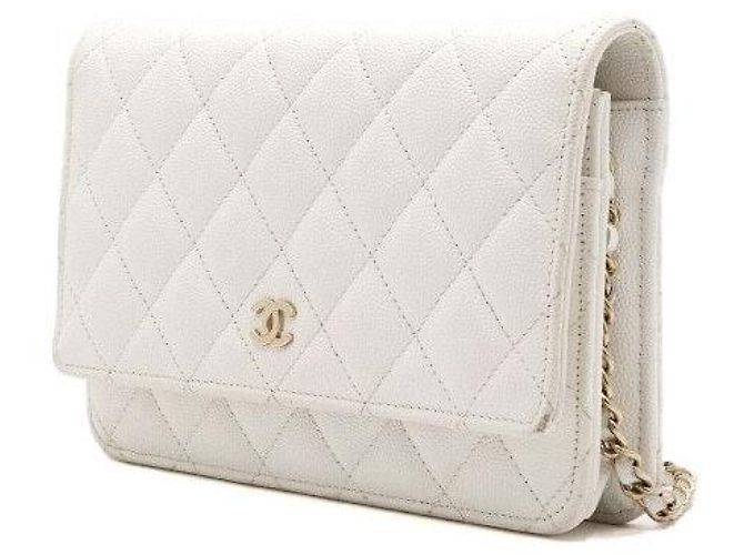 Wallet On Chain Chanel Borsa a tracolla e borsa a spalla con catena CC dorata Bianco - vista 2